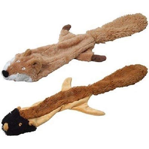 JeffersPet 2-Pack Chipmunk & Fox Thinnies No Stuffing, No Squeakers Dog Toys