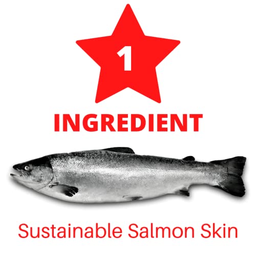 TickledPet Salmon Skin Dog Treats - Single Ingredient - Healthy & Natural - 6oz