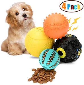 Dog Treat Dispensing Balls Helps Teething and Interactive IQ 4-Pack