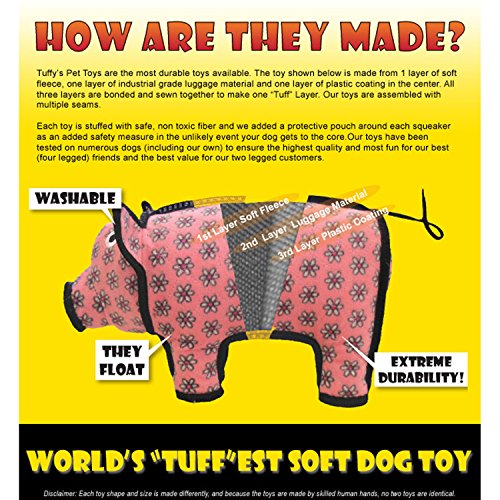 TUFFY World's Tuffest Soft Dog Toy | Barnyard Animal Pig - Large